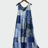 Sinise Patchwork Mustriga Kleid