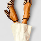 Zebrina - Keskmise kontsaga sandaalid, zebra mustriga