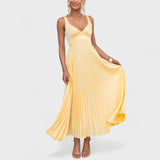Abia - Plisseeritud kollane maxi kleit