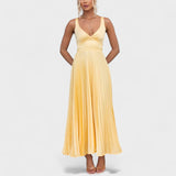 Abia - Plisseeritud kollane maxi kleit
