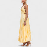 Abia - Plisseeritud kollane maxi kleit