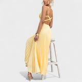 Abia - Plisseeritud kollane maxi kleit
