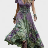 Serena - Lühike Maxi Lilleline Kleid