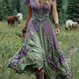 Serena - Lühike Maxi Lilleline Kleid